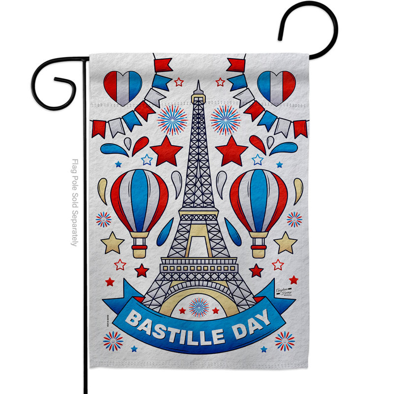 Drapeau de jardin en polyester 19 x 13 po Bastille Day