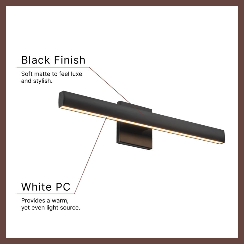 Tila 23-in Black dimmable LED Bathroom Vanity Light
