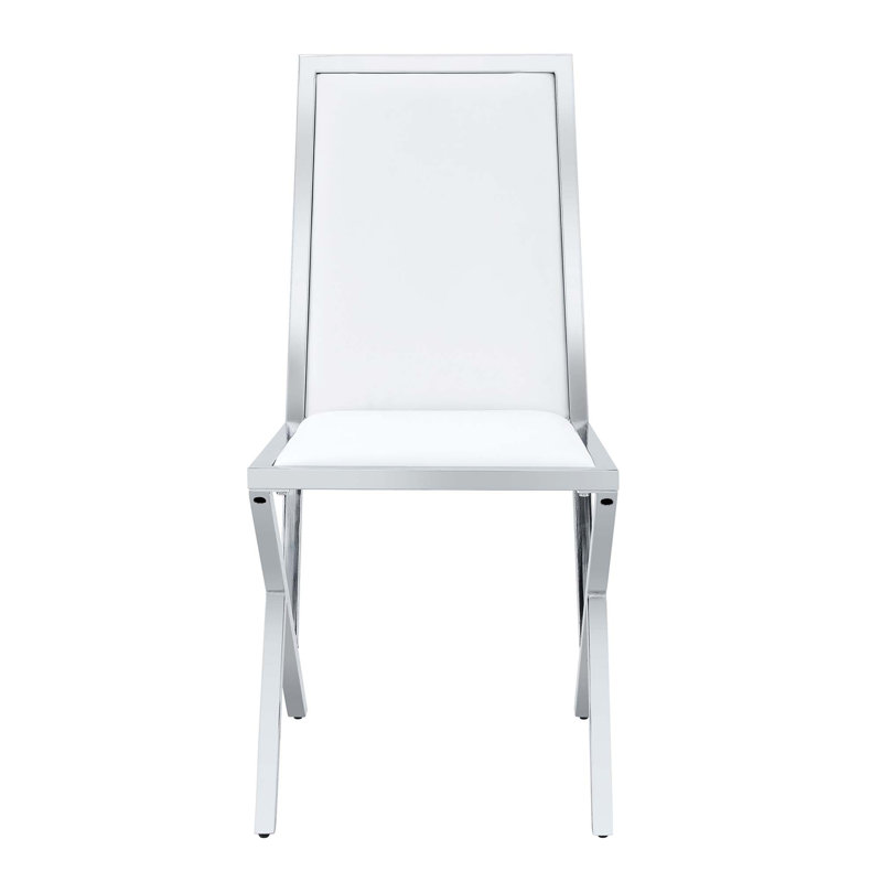 Ergonomic Dining Chairs with Unique Metal Legs, White;Silver