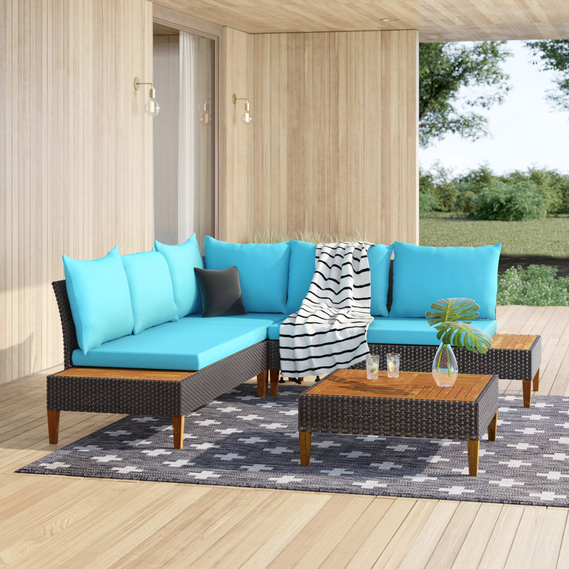 Acacia 5 - Person Patio Conversation Set, Turquoise