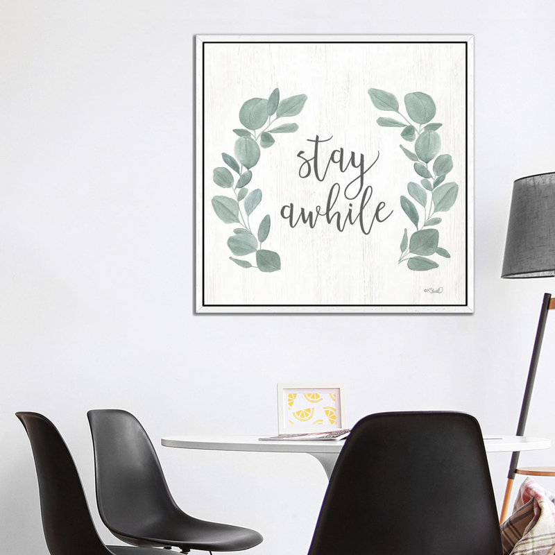Stay Awhile Eucalyptus 1 Piece Wall Art on Canvas, 93.98 cm H x 93.98 cm W, White Floater Frame