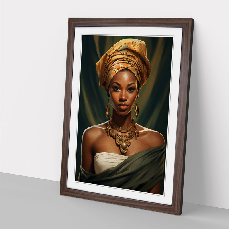 African Woman Classicism - Framed Print, Walnut Framed, 64cm H x 46cm W x 2cm D