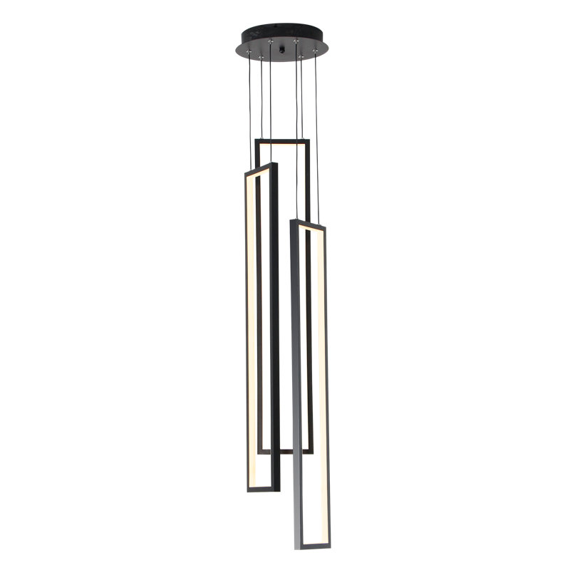 1 - Light Unique Rectangle LED Pendant, Black