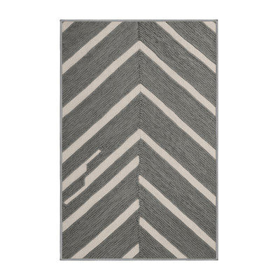  Tapis lavable rayé gris clair