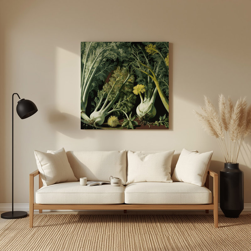 Art mural en métal vert légumes Fenouil, H 12 po x l 12 po
