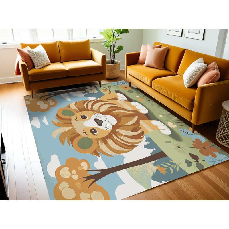 Tapis pour enfants 6 animaux Ginza, Rectangulaire 2 pi x 3 pi
