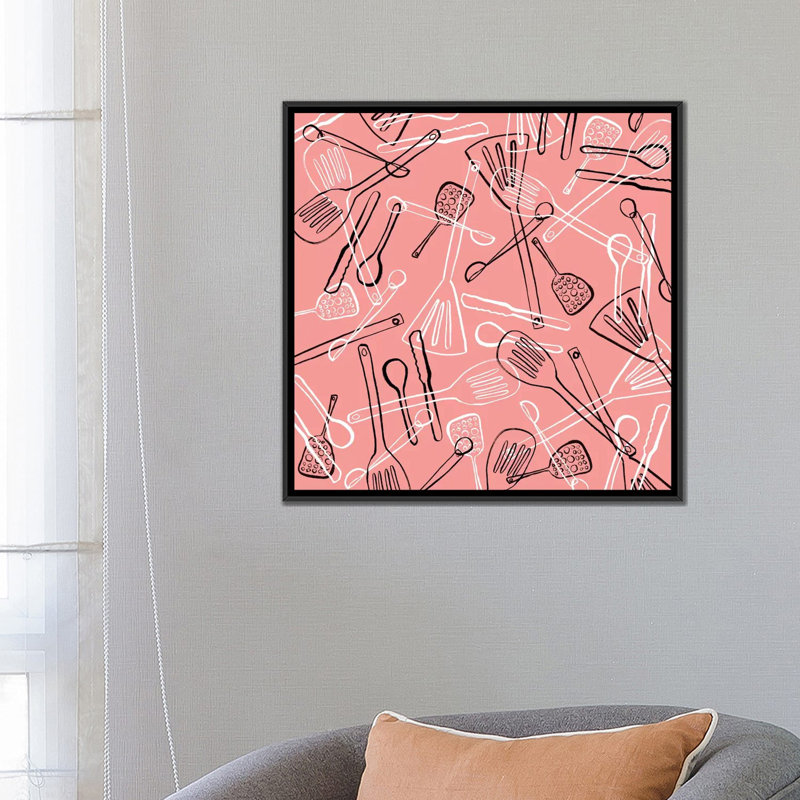 « ustensiles jaquette », impression sur toile, H 26 po x l 26 po x P 1,5 po, Papier d'art encadré noir, Pas de tapis