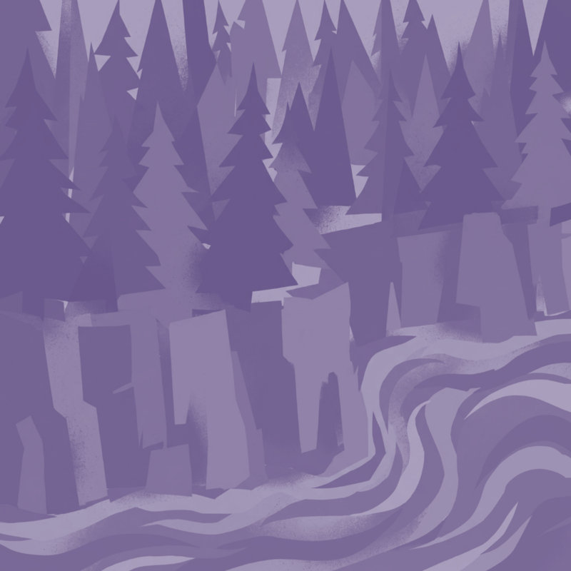 Couvertures de paysage Forest River, L 50 po x H 60 po, Mauve foncé / mauve clair