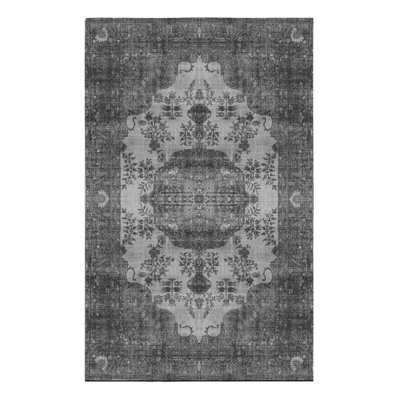 Tapis tissé noir et gris Vintage