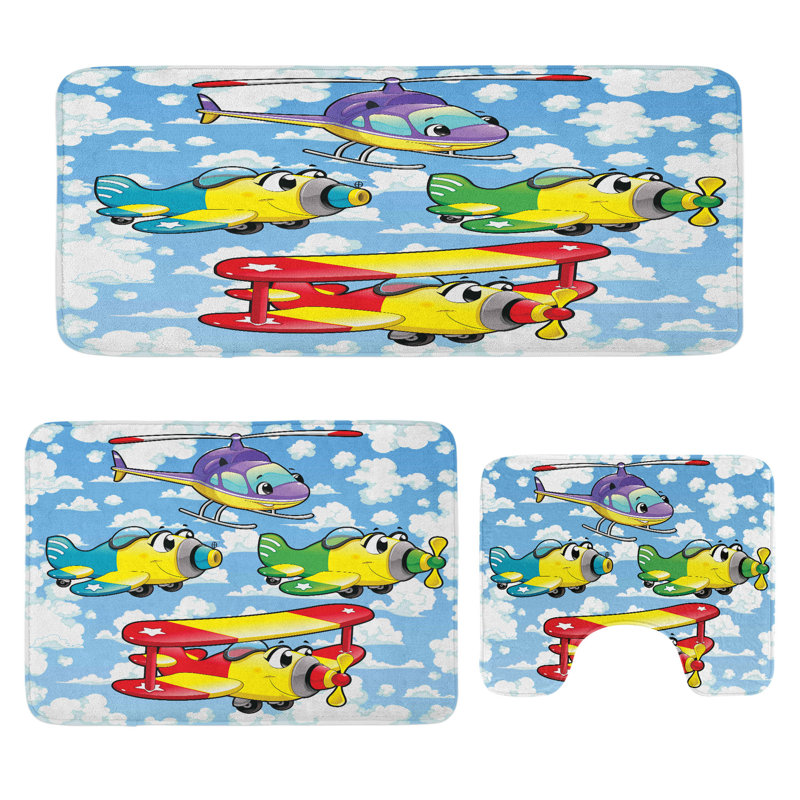  Multicolore ensemble de tapis de salle de bain 3 pièces