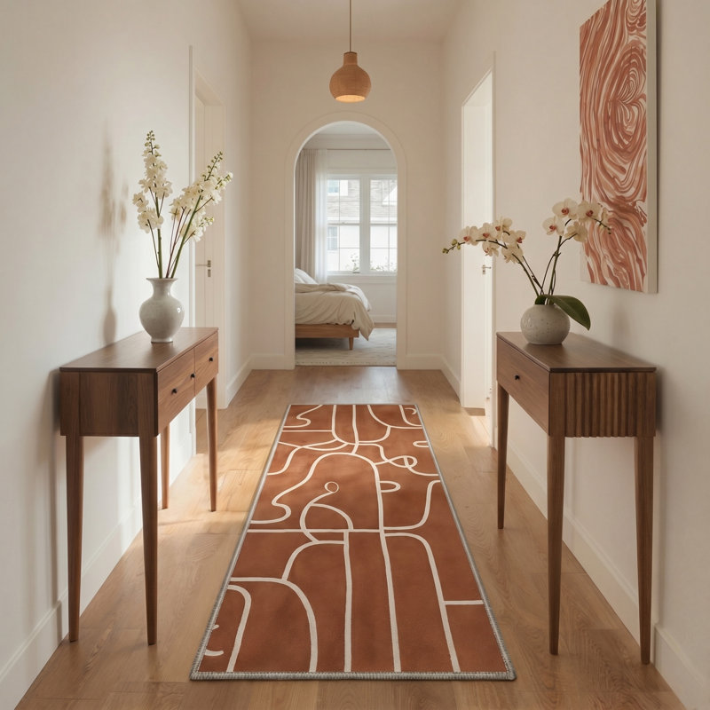 Tapis intérieur beige / brun Aura, Runner 2' x 7'