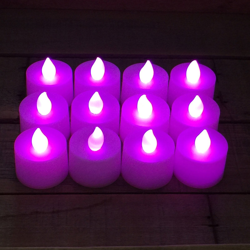 12 Piece Unscented Flameless Candle Set, Purple