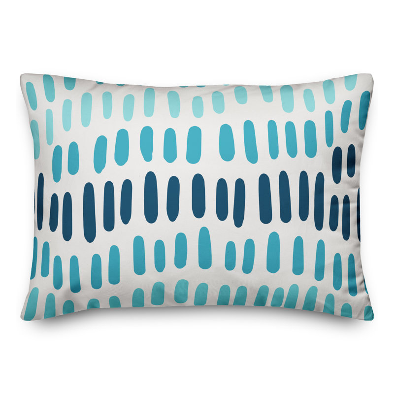 Housse de coussin d'extérieur rectangulaire , Pas de bourre, Crème / bleu sarcelle / bleu