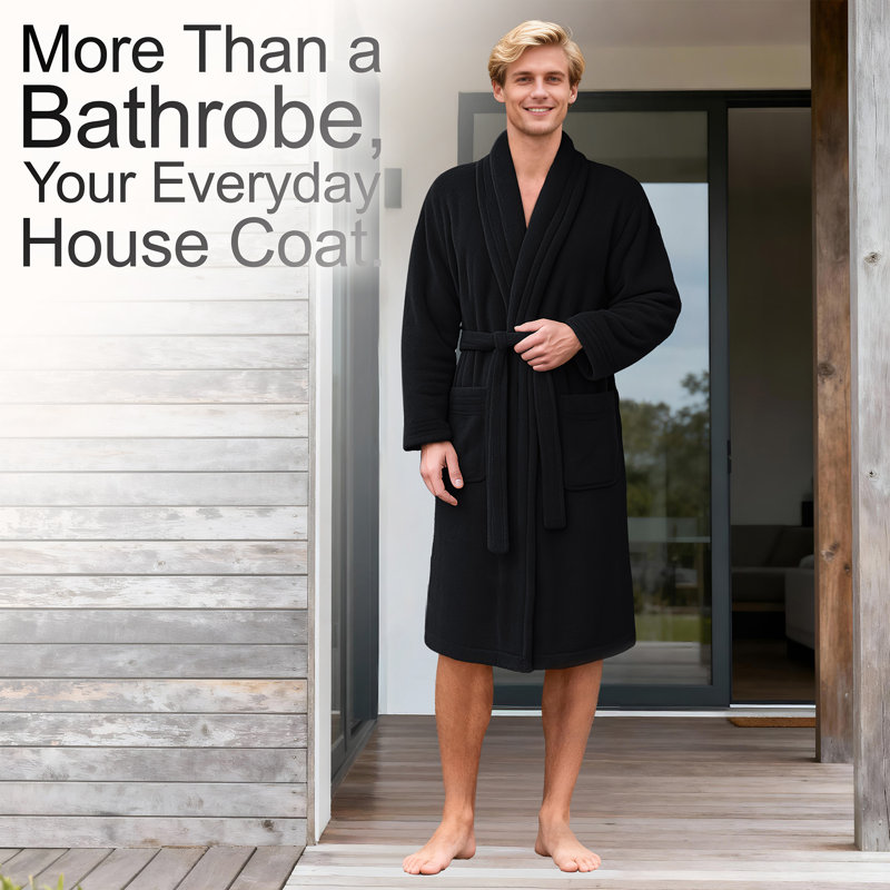 Peignoirs turcs, robes en molleton doux et absorbant doux, Noir, L