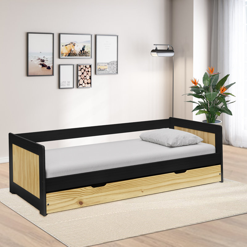 Clougher Solid Wood Daybed, Black/Natural