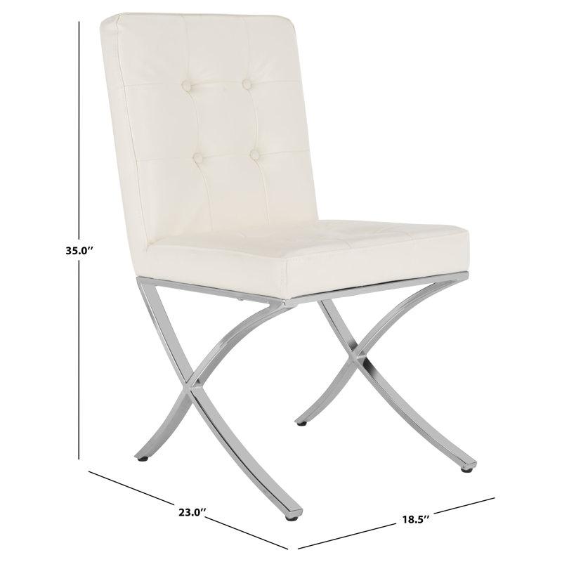 Walsh 18.25'' H Tufted Faux Leather Upholstered Side Chair, White