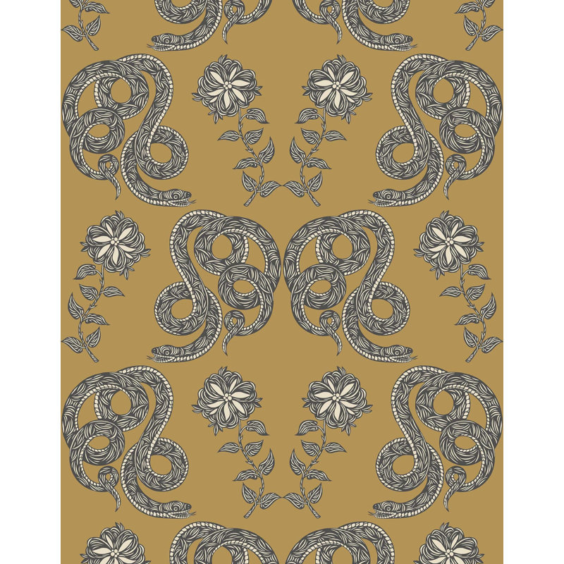 Serpentine Wallpaper | Traditional / Roll - 27" x 30', Butterscotch