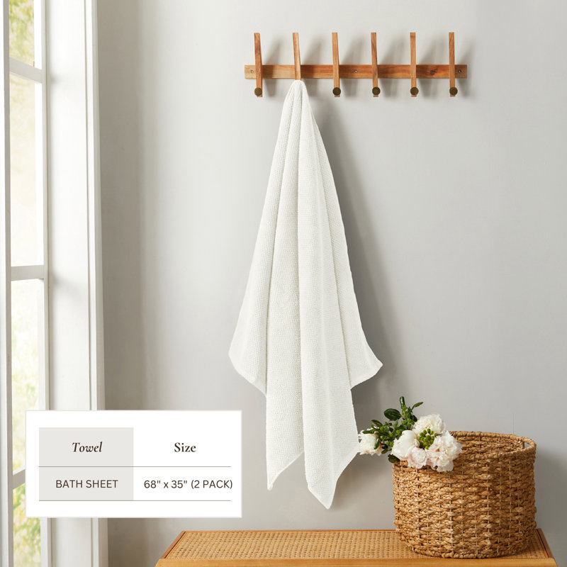 100% Cotton Textured Bath Sheet, Ivory