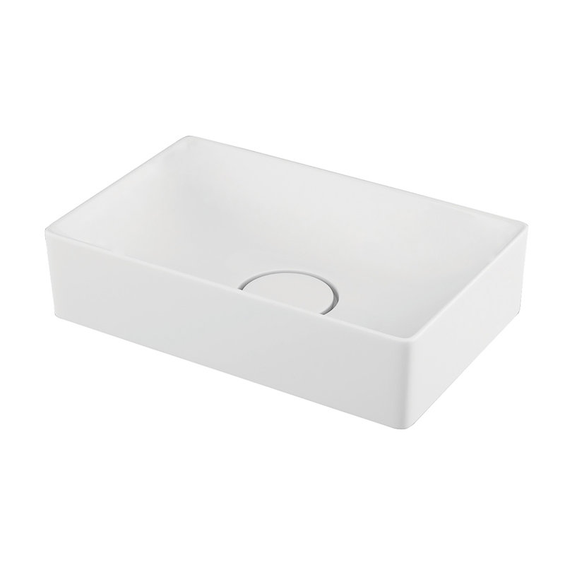 Lavabo de salle de bain vasque rectangulaire en céramique blanc mat
