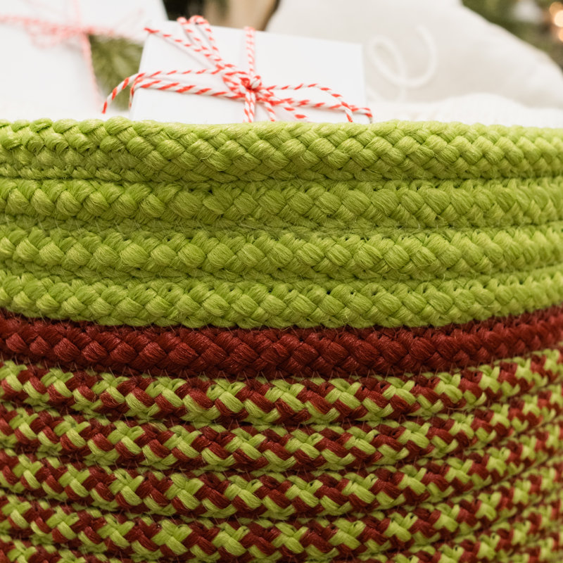 Festive Multicolor Round Woven Storage Basket with Handles