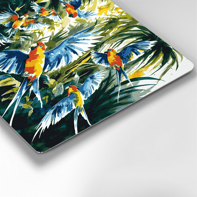 «Birds Rainbow Lorikeet», art mural en métal bleu, H 16 po x l 20 po