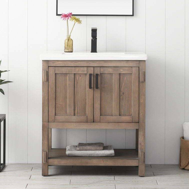 Larangera 30'' Single Bathroom Vanity with Porcelain Top