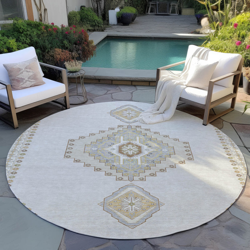 Tapis ivoire intérieur / extérieur Elira , 2'3" x 7'6"