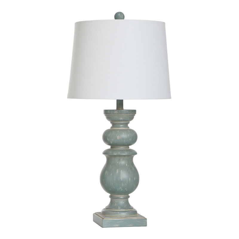 Lampe de table en résine Navasota, Bleu / vert, Blanc