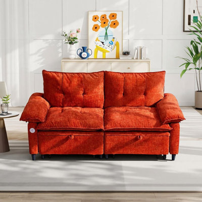 73" 3-Position Convertible Chenille Sleeper Sofa