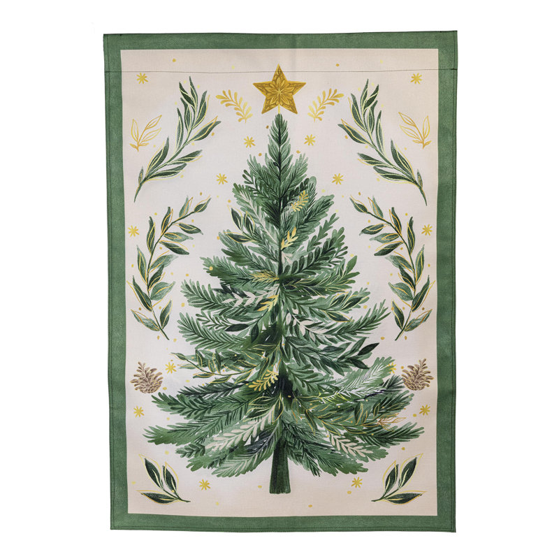 Arbre de Noël avec drapeau de maison en toile de jute