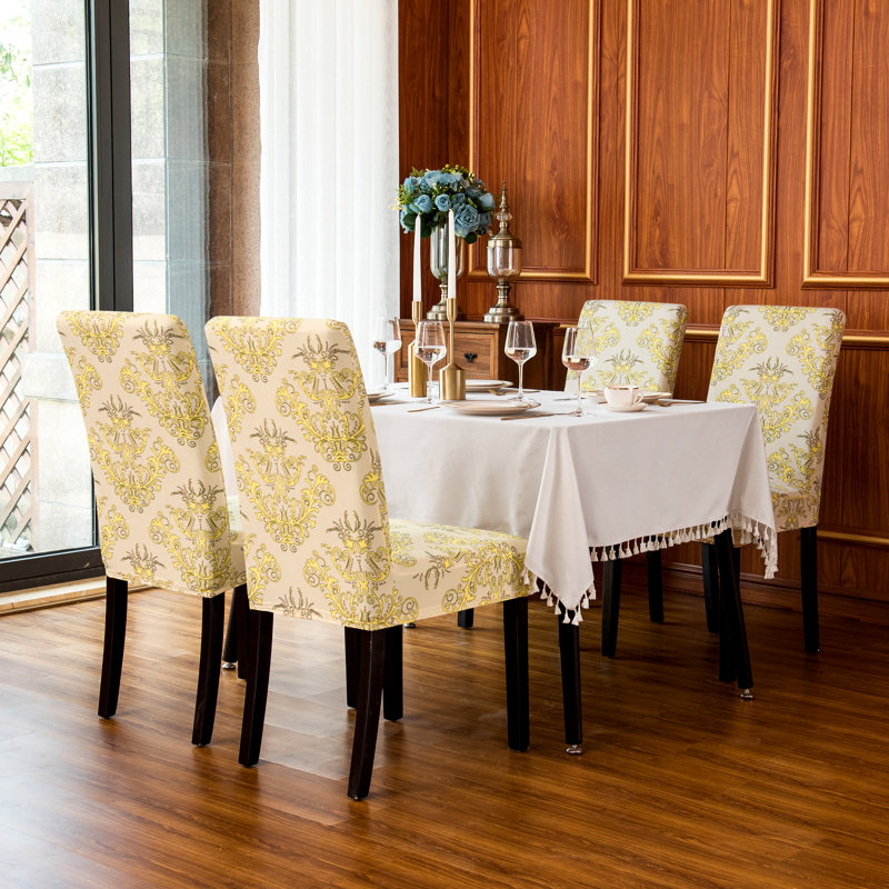 Box Cushion Dining Chair Slipcover, Yellow