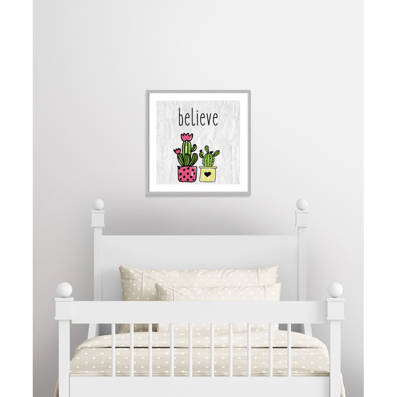 Cactus B, art encadré, 26.5" H x 26.5" W x 1.18" D, Encadré de boîte argent