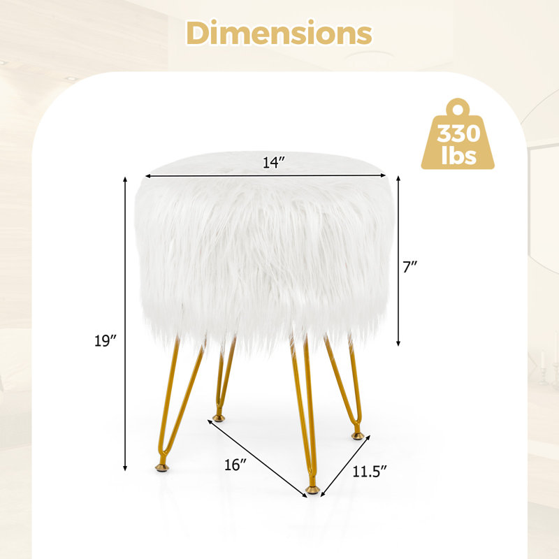 Aloès 14 po de largeur ronde standard, Fausse fourrure beige