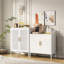 Armoire de rangement en acier blanche, 2 tablettes réglables pour le rangement de la maison et du gymnase, verrouillable, serrure de haute qualité, résistance, hauteur de 31,53 po, largeur de 15,32 po, profondeur, fixation murale, assemblage facile avec étape par étape-1699166303