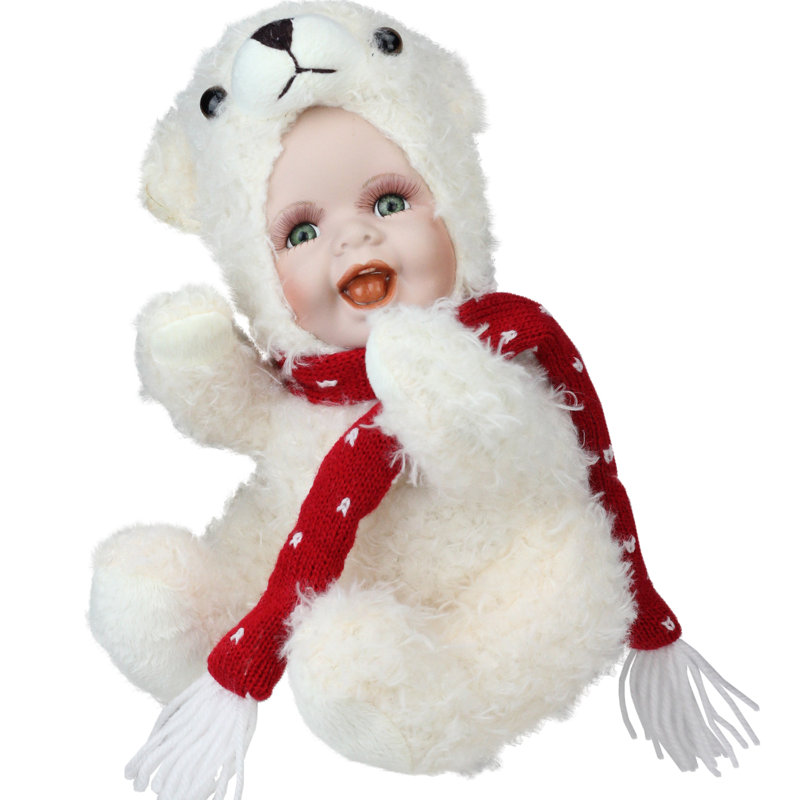 Poupée de Noël en porcelaine blanche et rouge 9,25 po