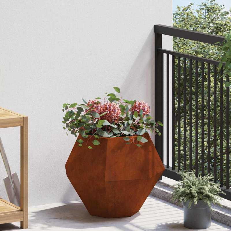  Planter 2 Pcs Rusty Weathering Steel, 40cm H x 50cm W x 50cm D