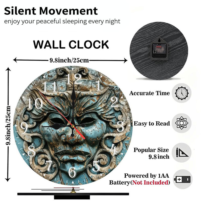 Horloge murale en bois 10 po, mouvement silencieux, à piles (piles AA non incluses), décor artistique, parfait pour les décorations