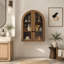 Armoire murale cintrée en placage de bois avec portes en verre trempé et tablette réglable-294817746