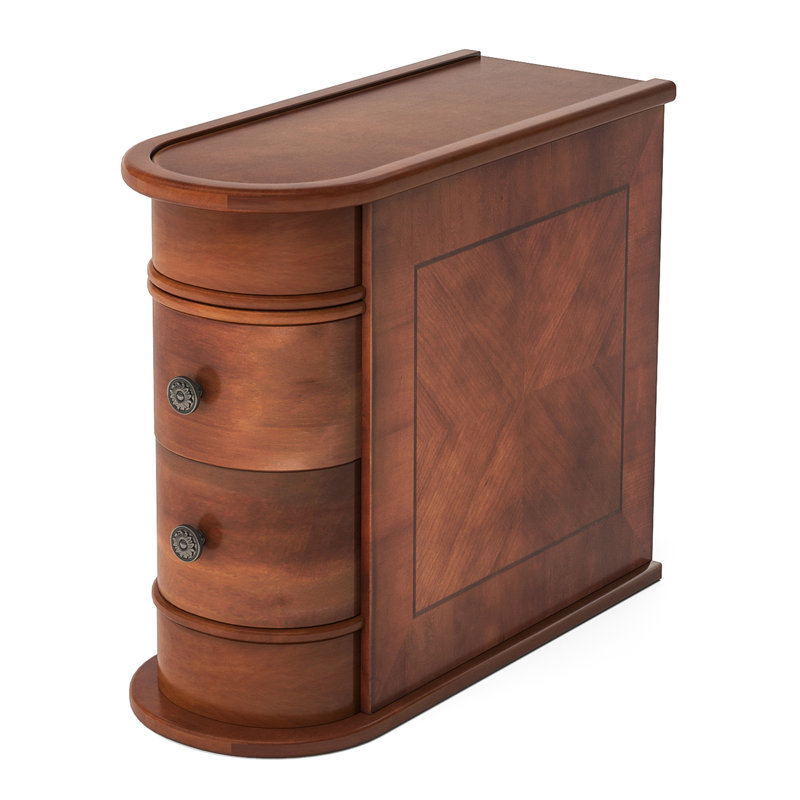 10.8" Solid Wood Narrow End Table, Walnut