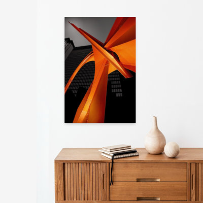 Chicago Flamingo -2 Colorful Abstract Contemporary Architecture City Wall Art 1 Piece Wrapped Canvas Wall Art