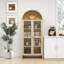 Garde-manger arqué de 70,28 po de hauteur, armoires de cuisine en bois de style campagne moderne, armoire de rangement arquée avec tablettes réglables, armoire polyvalente pour la cuisine, la salle à manger et le salon