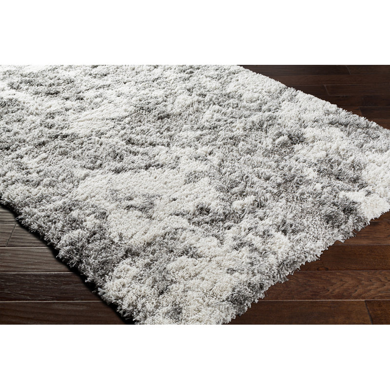Dittman Machine Woven Abstract Shag Gray Area Rug, Rectangle 8'10" x 12'