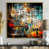 Toile avec cadre flottant or