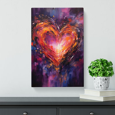 Love Heart Gestural Art - Wrapped Canvas