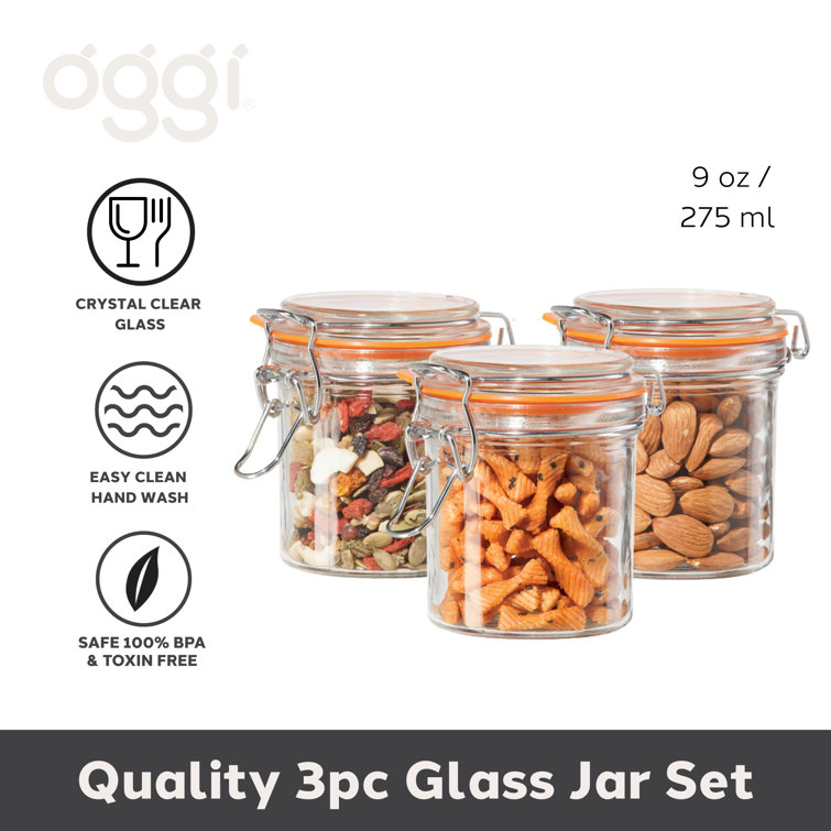 Urban Green Glass Jar with Bamboo Lids (2 sets 100oz) with Metal Scoop,  Glass Food Storage Containers with Lids, Airtight Glass Canisters sets,  Glass