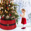 Collier de sapin de Noël en rotin, jupe d'arbre en osier rouge de 23,6 pouces avec conception de ceinture - housse de base rustique pour arbre de Noël artificiel de 7,5 pi 7 pi, décoration de Noël sur le thème du Père Noël