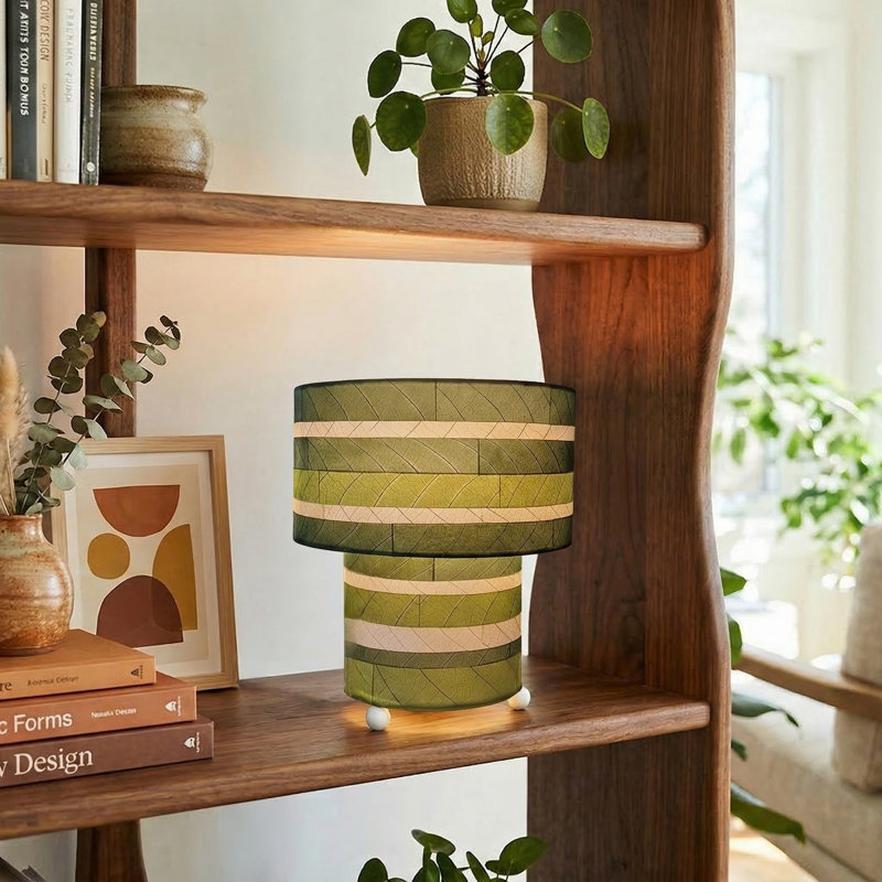  Lampe de table rayée champignon vert, Vert