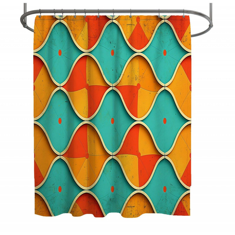 Rideau de douche à motif géométrique - Décoration de salle de bain, H 73 po x l 70 po