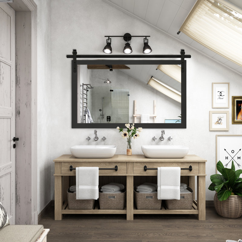 Miroir de salle de bain Keira-Mai, Noir, Horizontale 26 po x 40 po