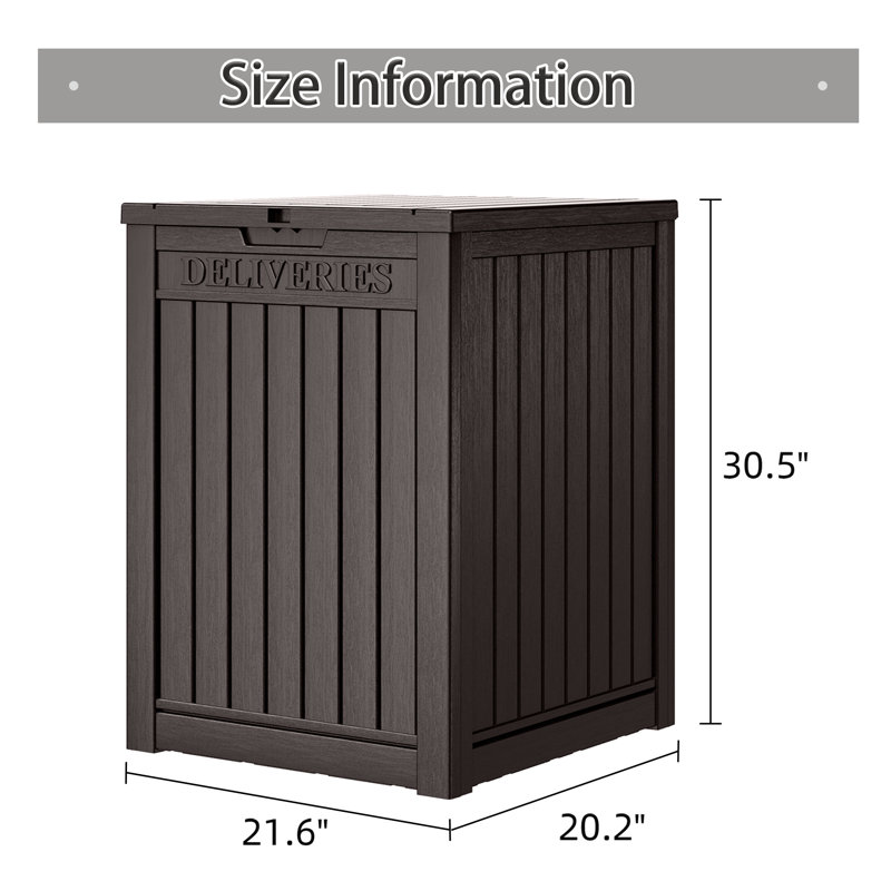 Boîte de livraison de colis, grande boîte de rangement verrouillable, livraison de colis extérieur en résine à double paroi et boîte de terrasse imperméable pour porche, patios
